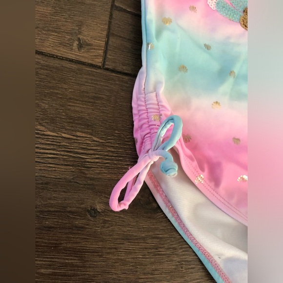 Betsey Johnson Girls 6 Sequins Clam Tie Dye Side Ties One-Piece Swimsuit - GUC! - Picture 7 of 11